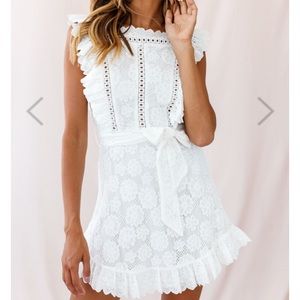 Selfie Leslie Prairie Crochet Frill Dress White